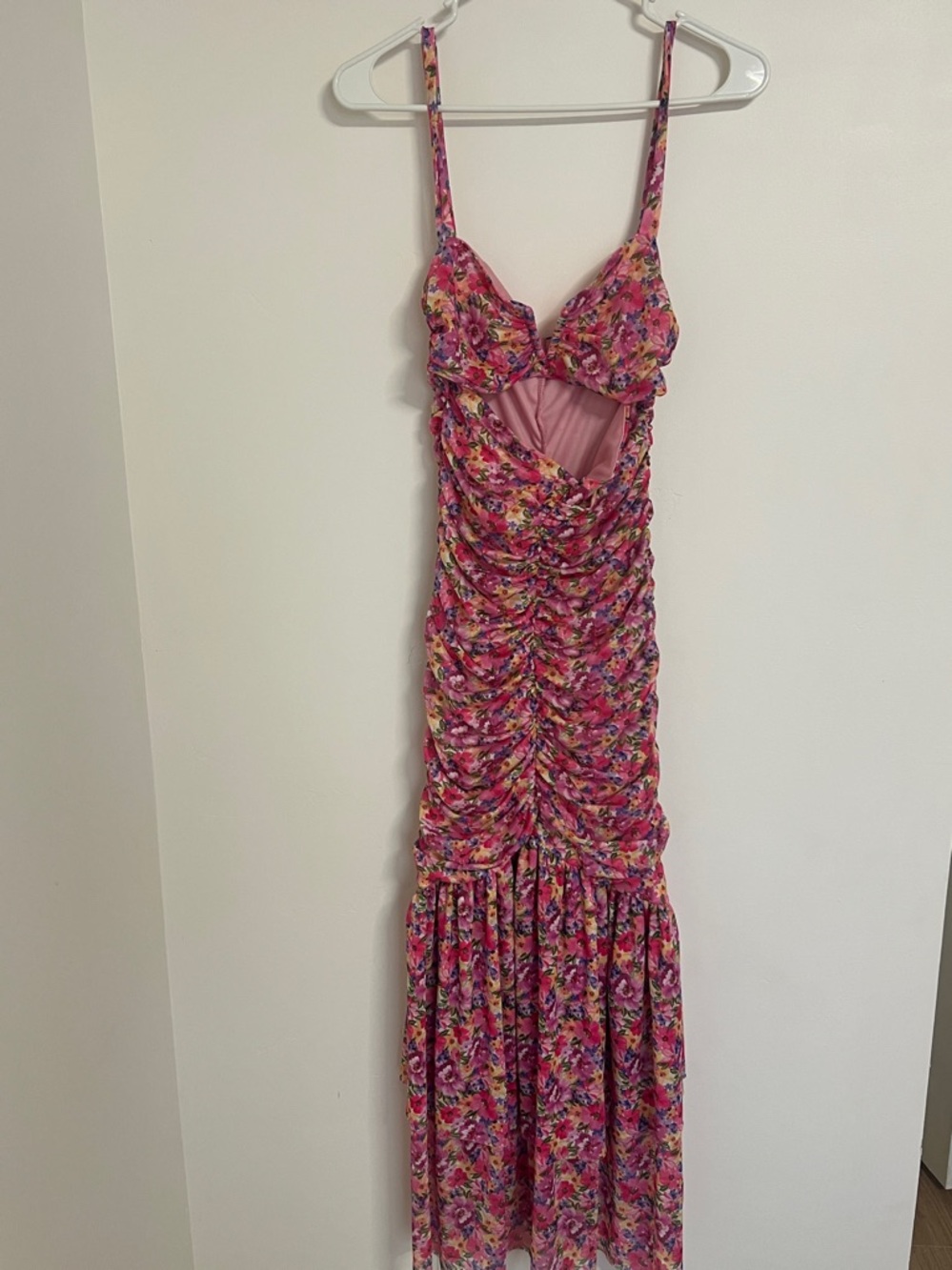SHEIN Pink Multi Floral Ruched Maxi Dress - Picture 4 of 9